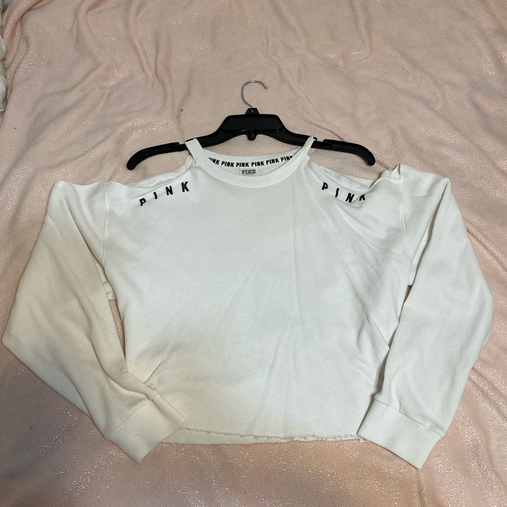 L PINK Victorias Secret Shoulder-less Hoodie